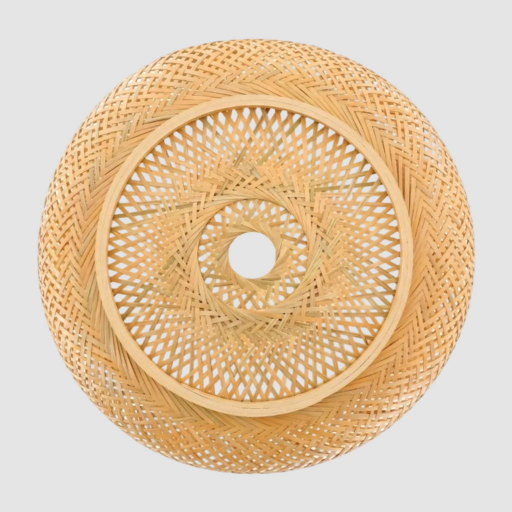 Plafonnier Bambou Rotin Dessous