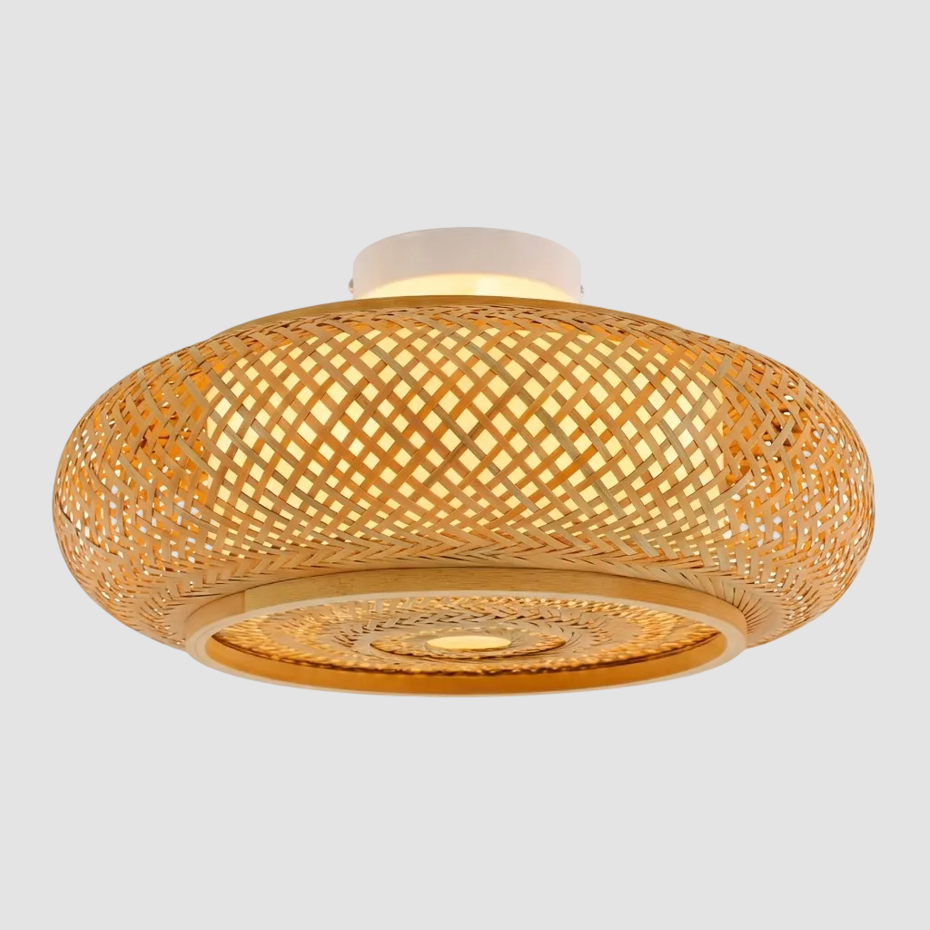 Plafonnier Bambou Rotin Face