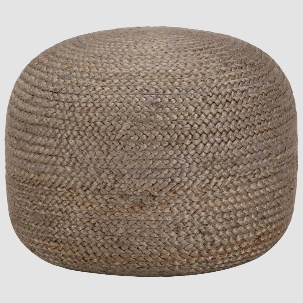 Pouf En Jute Rond Gris Visu