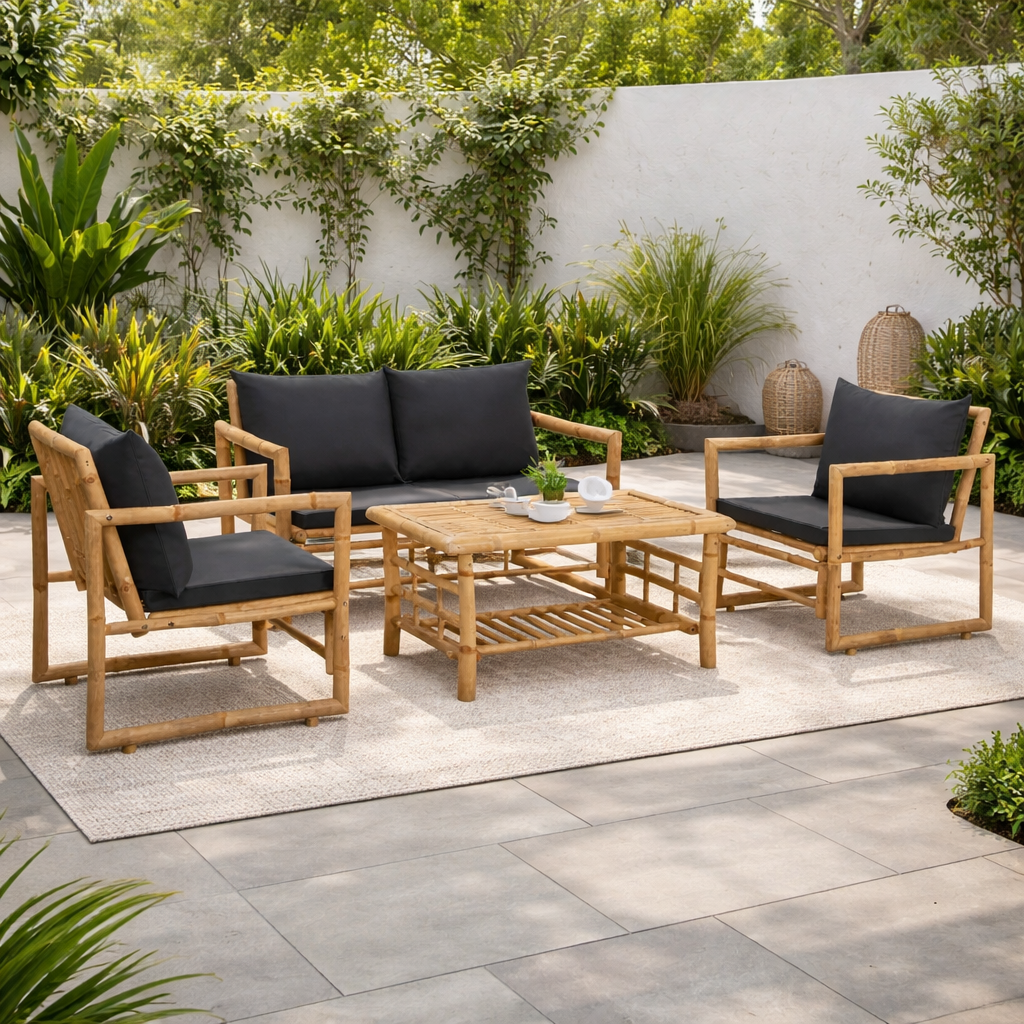 Salon De Jardin Bambou 4 Personnes 