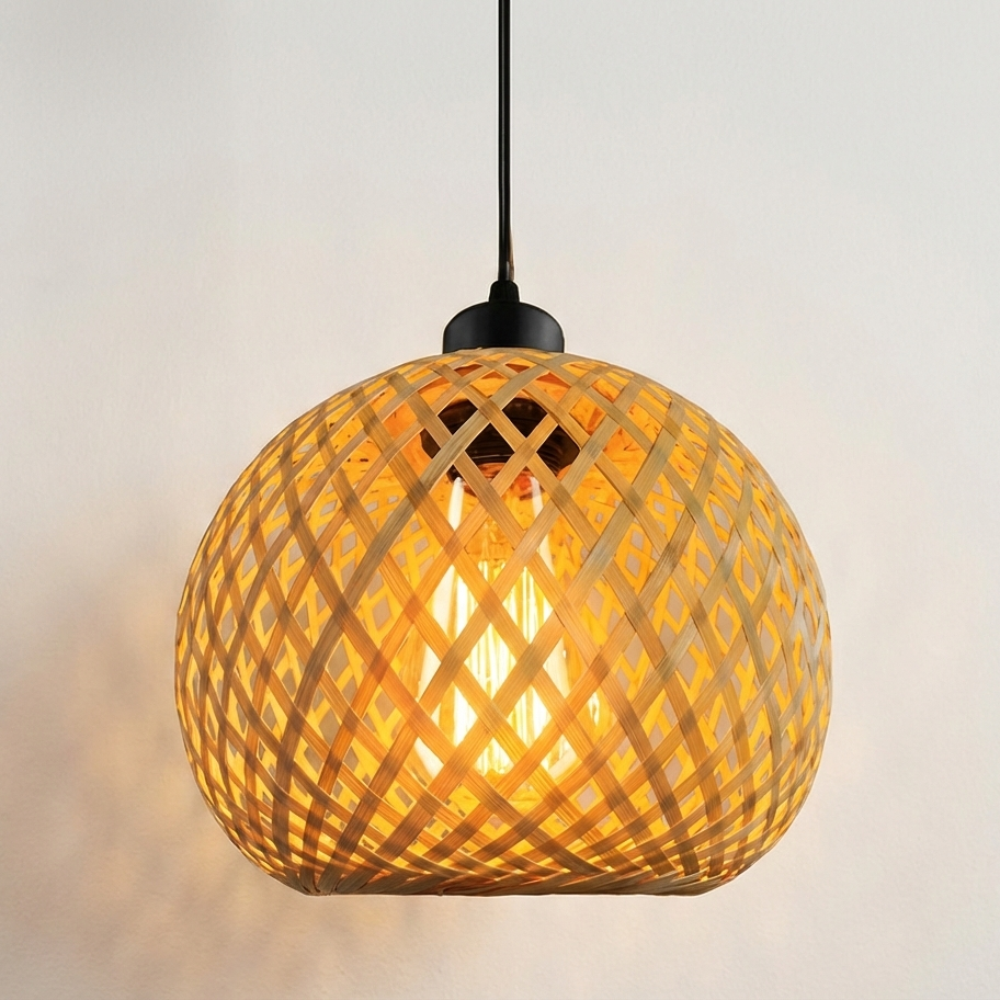 Suspension Bambou Lampe Allume