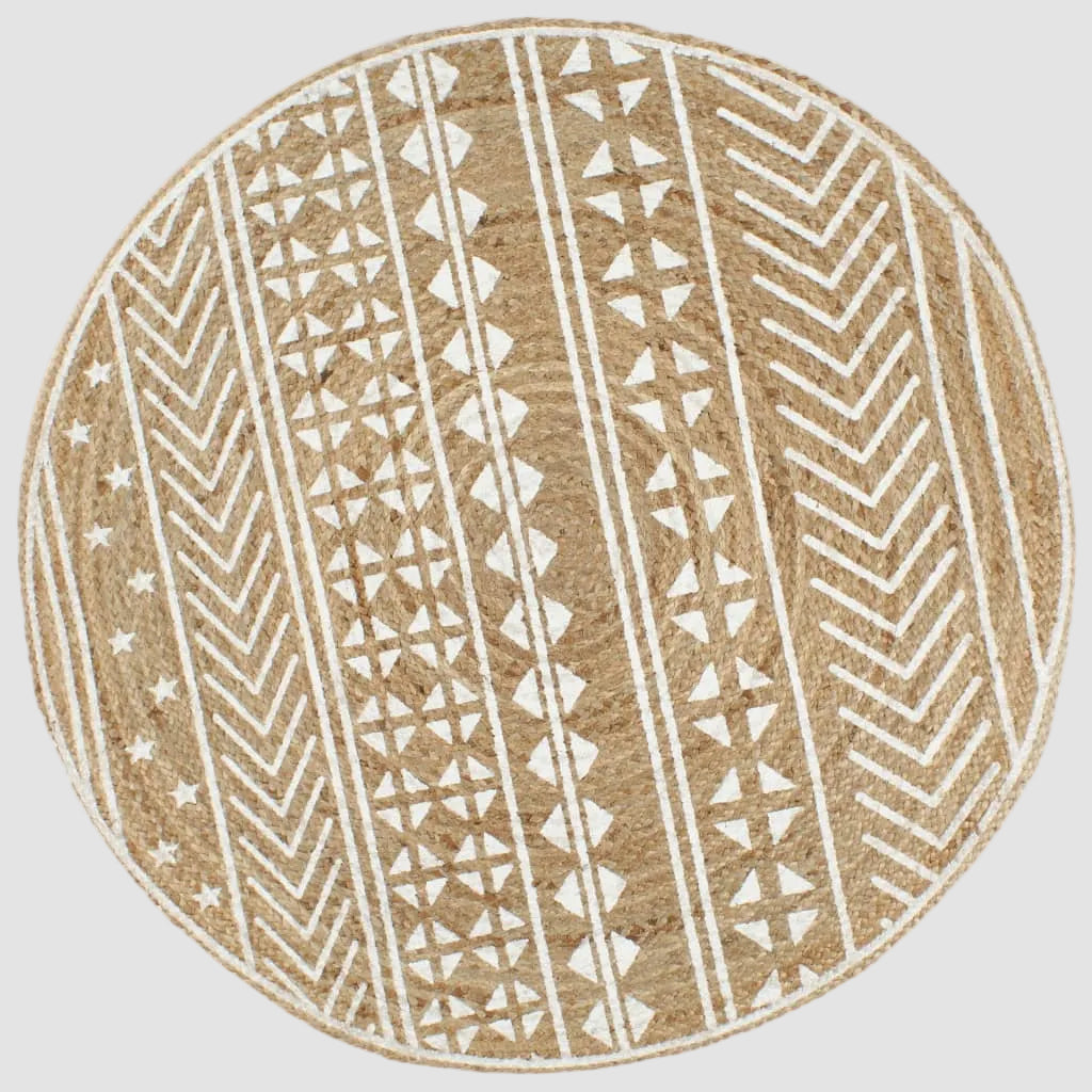 Tapis Rond Jute Avec Motif Vue