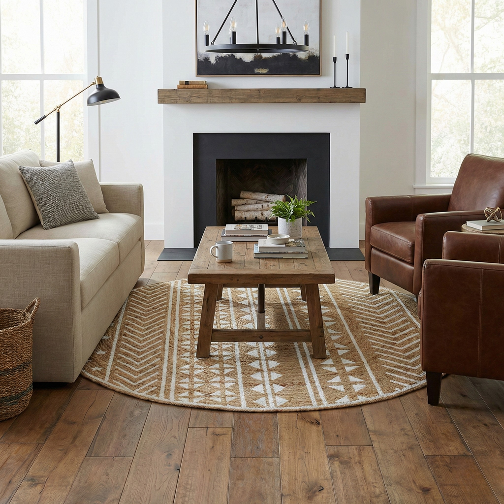 Tapis Rond Jute Avec Motif 