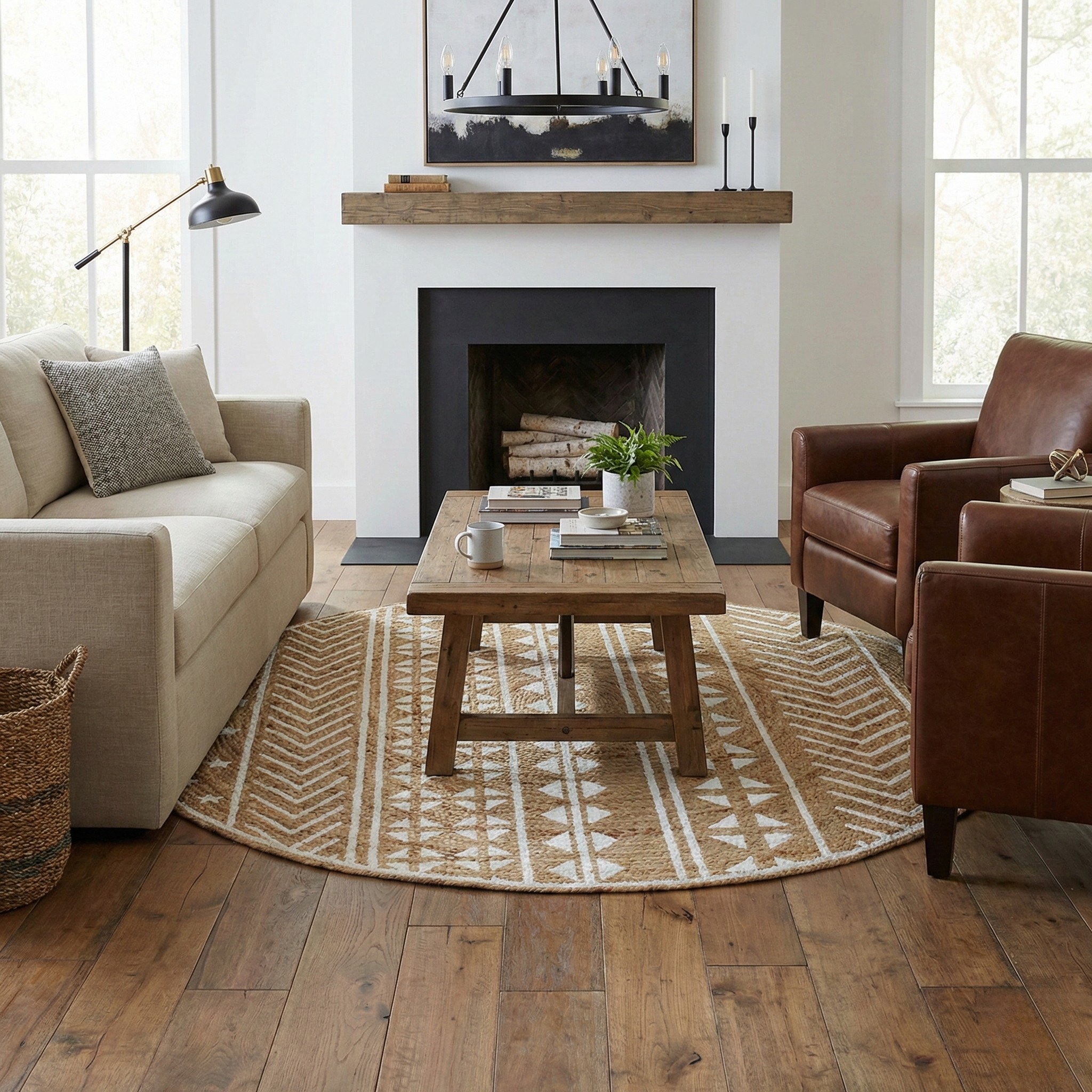 Tapis Rond Jute Avec Motif 