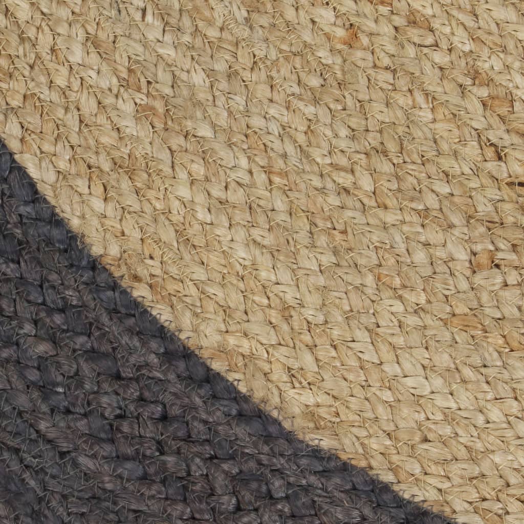 Tapis Rond Jute Tressé Noir Visuel